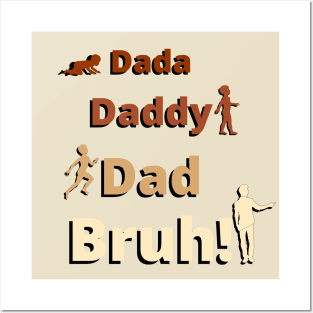 Dada Daddy Dad Bruh Evolution Vintage Brown Posters and Art